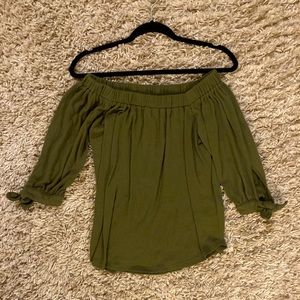 A&F olive green off the shoulder XS